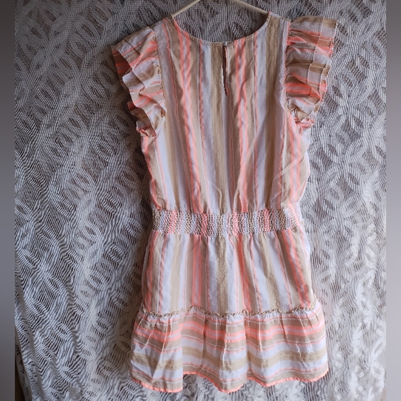 Vineyard vines dress large pink tan striped shirt sleeves cotton - Picture 4 of 11